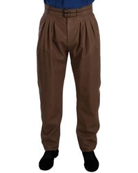 Dolce & Gabbana - Brown Leather Tapered High Waist Pants - Lyst