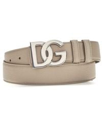 Dolce & Gabbana - Beige Calf Leather Bos Taurus Regular Belt - Lyst
