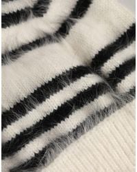 Dolce & Gabbana - Black White Striped Angora Knitted Beanie One Size Hat - Lyst