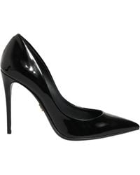 Dolce & Gabbana - Black Calf Leather Stiletto Heels Pumps Shoes - Lyst