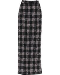 Alessandra Rich - Maxi Skirt In Boucle' Fabric With Check Motif - Lyst