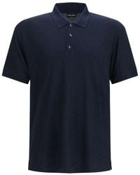 Giorgio Armani - Blue Viscose Polo Shirt - Lyst