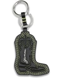 Ganni - Black Recycled Leather Keychain - Lyst