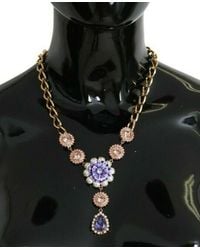Dolce & Gabbana - Pink Brass Crystal Purple Pearl Pendants - Lyst