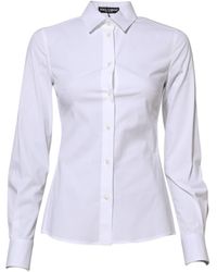 Dolce & Gabbana - White Cotton Long Sleeves Collared Shirt Top - Lyst