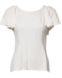 Dolce & Gabbana - White Round Neck Short Sleeves Blouse Top - Lyst
