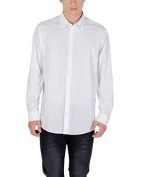 ARMANI EXCHANGE - Cream Elastane Dress Shirt - Lyst