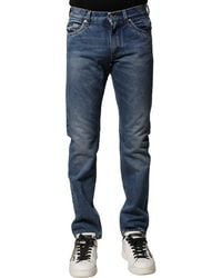 Dolce & Gabbana - Blue Cotton Stretch Slim Fit Men Denim Jeans - Lyst