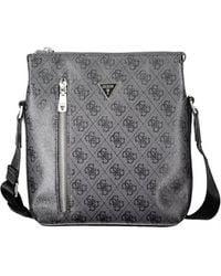 Guess - Sleek Black Shoulder Bag With Contrasting Details - Lyst