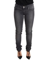 Acht - Gray Washed Cotton Slim Fit Low Waist Denim Trouser Jeans - Lyst