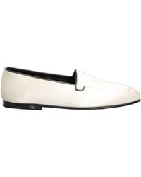 Dolce & Gabbana - White Satin Logo Slip On Flats Loafers Shoes - Lyst