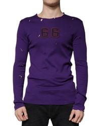 Dolce & Gabbana - Cotton Round Neck Pullover Sweater - Lyst