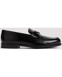 Prada - Black Brushed Calf Leather Loafers - Lyst