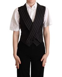 Dolce & Gabbana - Dolce Gabbana Striped Leopard Print Waistcoat Vest Top - Lyst
