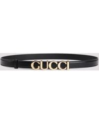 Gucci - Black Leather Belt 2 Logo - Lyst