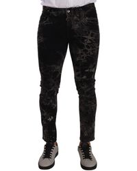Dolce & Gabbana - Slim Fit Patterned Skinny Jeans - Lyst