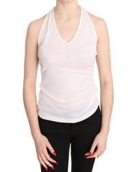 Gianfranco Ferré - Halter Cotton Sleeveless Casual Top White Tsh3418 - Lyst
