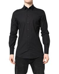 Dolce & Gabbana - Black Gold Cotton Dress Formal Shirt - Lyst