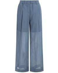 Brunello Cucinelli - Blue Cotton Casual Pants - Lyst