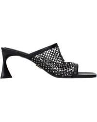 Stella McCartney - Black Leather Stiletto Heel Sandals - Lyst
