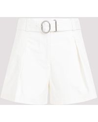 Jil Sander - Optic White Mid Waist Cotton Shorts - Lyst