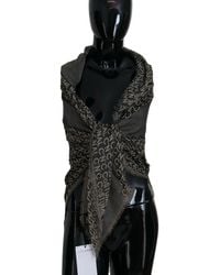 CoSTUME NATIONAL - Gray Logo Knit Neck Wrap Shawl Scarf - Lyst
