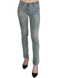 Plein Sud - Light Blue Washed Mid Waist Skinny Denim Jeans - Lyst