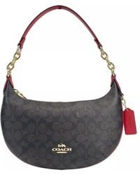 COACH - Payton Signature Pvc Leather Shoulder Bag Brown Red - Lyst