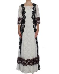 Dolce & Gabbana - Floral Lace Full Length Gown Dress - Lyst