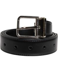 Dolce & Gabbana - Calf Leather Silver Tone Metal Buckle Belt - Lyst