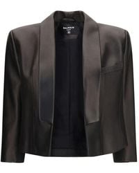 Balmain - Black Lamb Ovis Aries Leather Jacket - Lyst