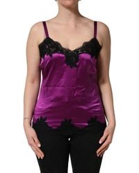 Dolce & Gabbana - Purple Silk Lace Trim Camisole Sleeveless Tank Top - Lyst