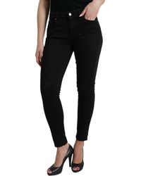 Dolce & Gabbana - Black Cotton Mid Waist Skinny Denim Jeans - Lyst