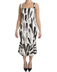 Dolce & Gabbana - Printed Sheath Midi Viscose Dress - Lyst