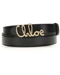 Chloé - Black Calf Leather Bos Taurus Belt - Lyst