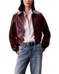 Calvin Klein - Bordeaux Polyethylene Leather Jacket - Lyst