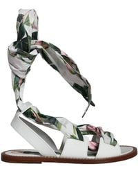 Dolce & Gabbana - Floral Print Ankle Wrap Sandals Shoes - Lyst