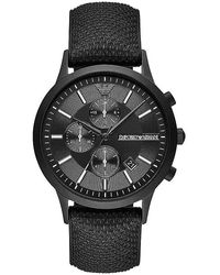 Emporio Armani - Black Silicone And Steel Chronograph Watch - Lyst