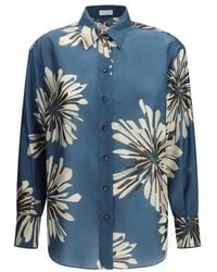Brunello Cucinelli - Floral Silk Shirt - Lyst