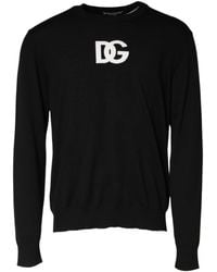 Dolce & Gabbana - Black Wool Dg Logo Men Crew Neck Sweater - Lyst