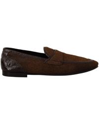 Dolce & Gabbana - Brown Exotic Leather Mens Slip On Loafers Shoes - Lyst