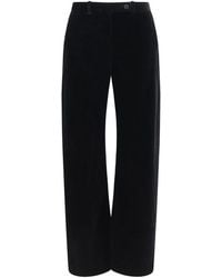 KHAITE - Black Viscose Casual Pants - Lyst