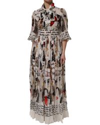 Dolce & Gabbana - Multicolor Animal Print Silk Ascot Maxi Dress - Lyst