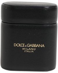 Dolce & Gabbana - Black Calf Leather Logo Print Flip Holder Airpods Case - Lyst
