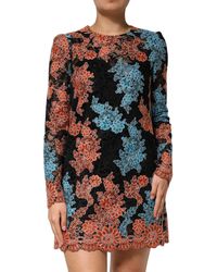 Dolce & Gabbana - Floral Lace Long Sleeve Dress - Lyst