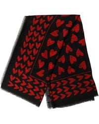 Dolce & Gabbana - Black Red Cashmere Hearts Print Stole Scarf - Lyst