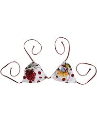 Dolce & Gabbana - White Red Polka Dot Floral Print Triangle - Lyst