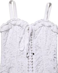 Dolce & Gabbana - White Broderie Anglaise Cotton Mini Dress - Lyst