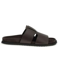 Dolce & Gabbana - Brown Calf Leather Bos Taurus Flat Sandals - Lyst