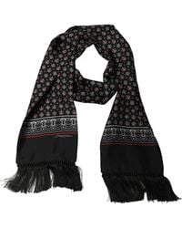Dolce & Gabbana - Silk Crown Fringed Neck Shawl Scarf - Lyst